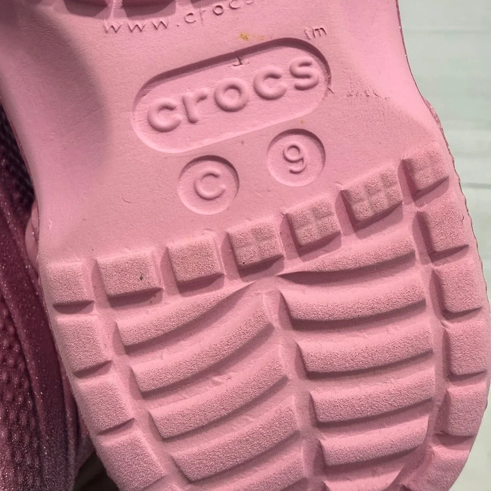 Crocs‎ classic clogs pink glitter slip on shoes child size 9